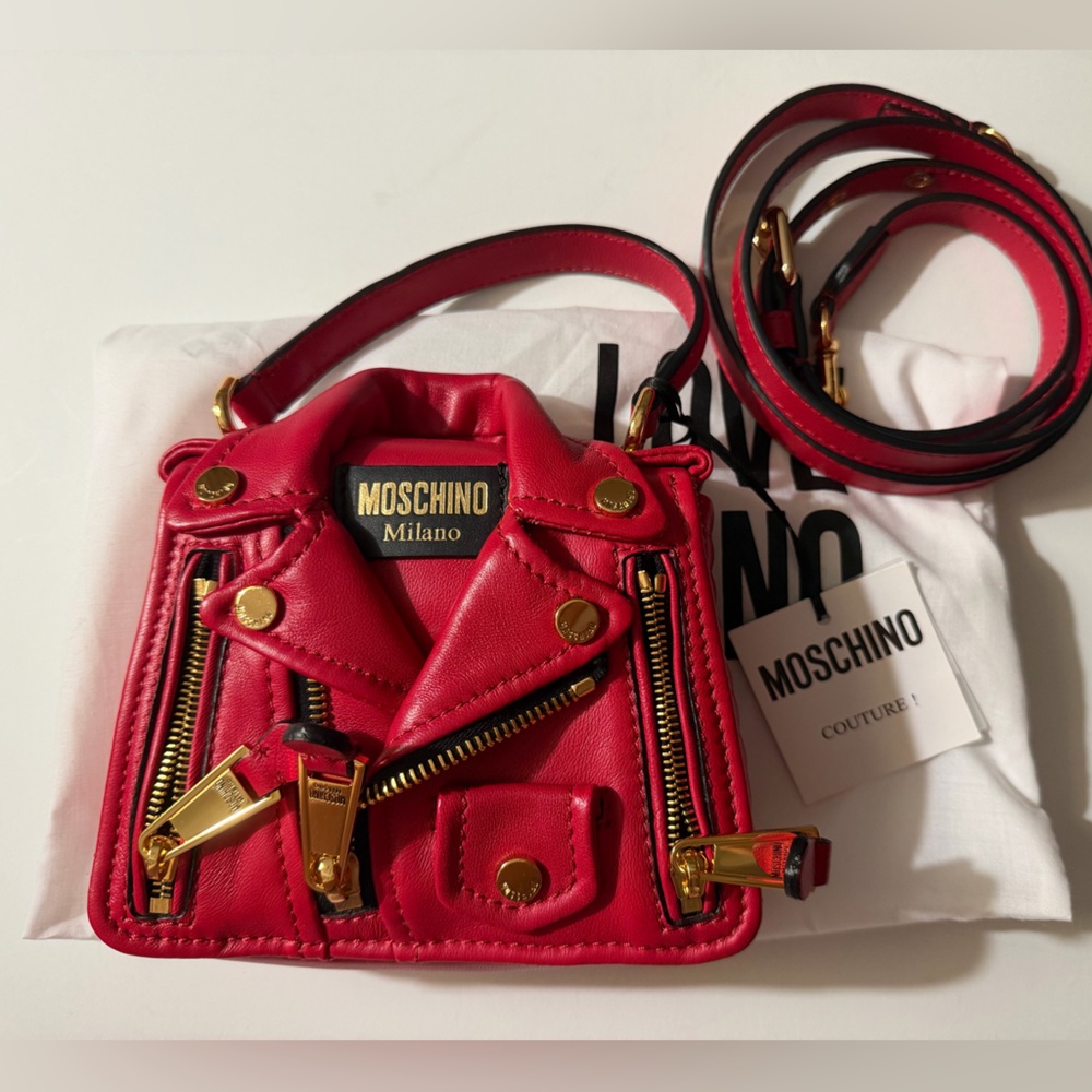 Moschino Bold Red Mini Biker Bag NWT and dust bag